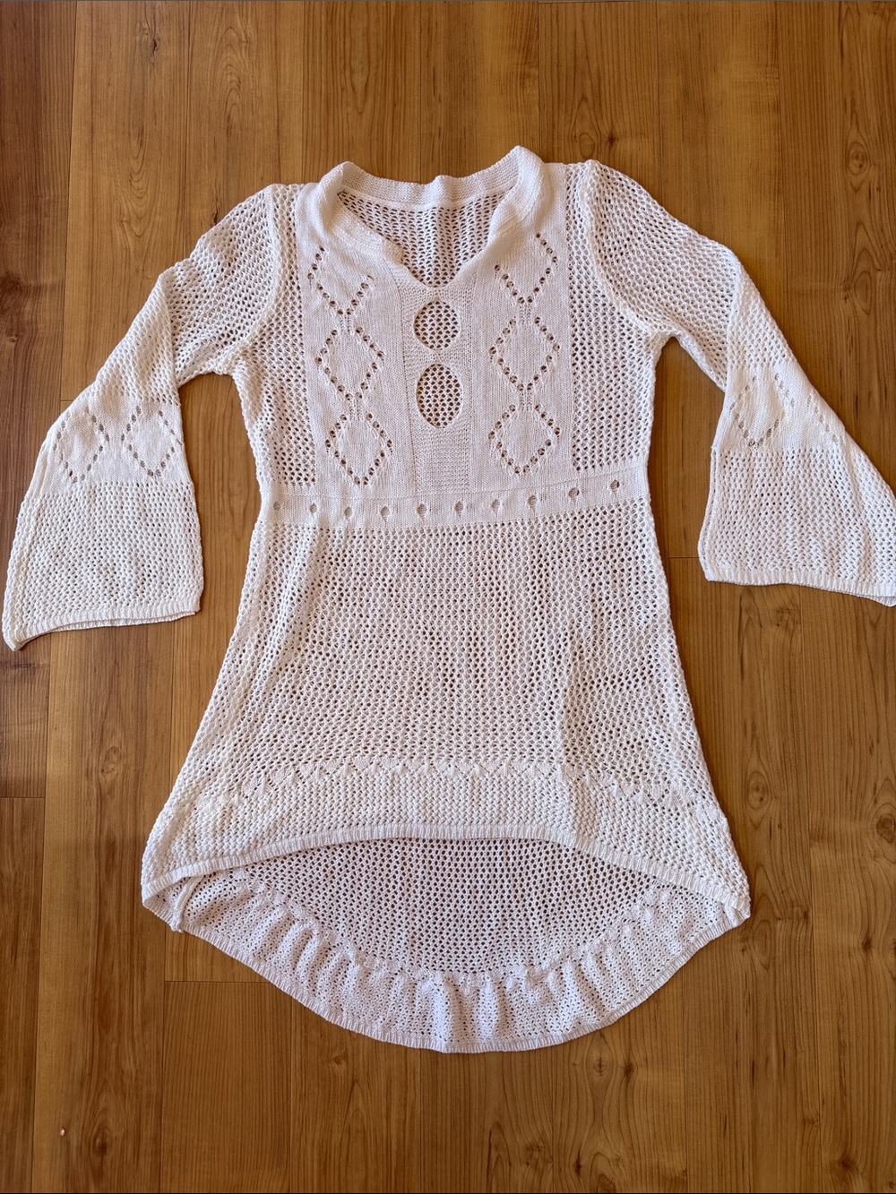 Girls' Ivory Crochet Knit Tunic Top